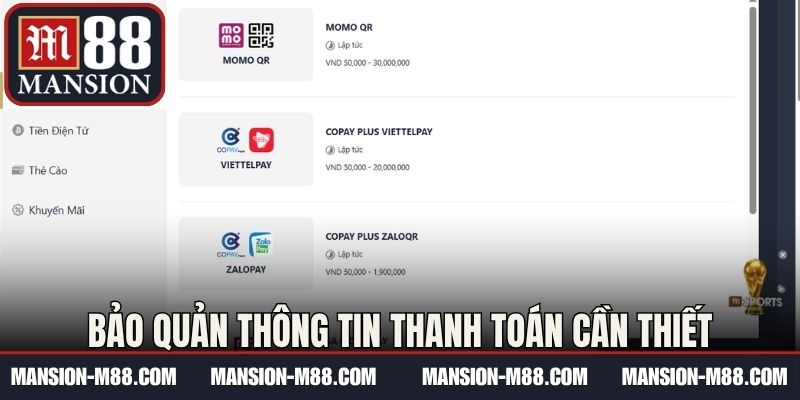 Bảo quản thông tin thanh toán cần thiết 